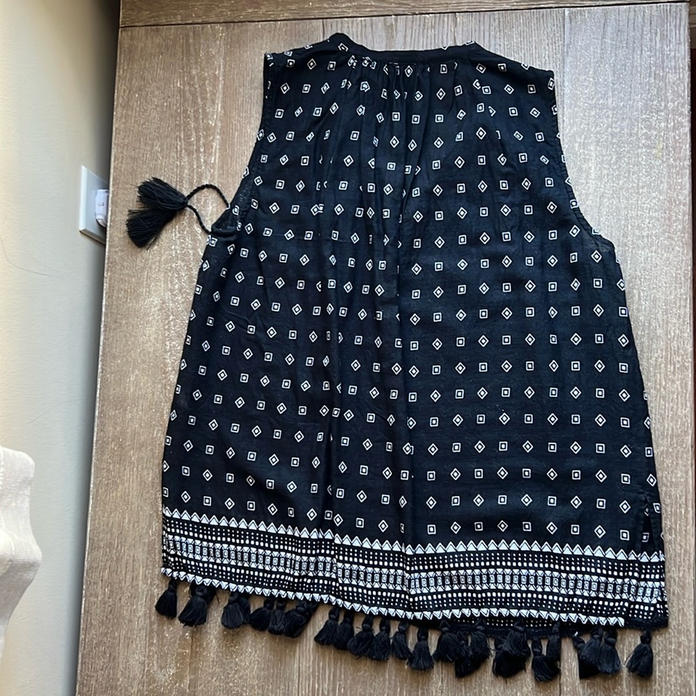 EUC Madewell Scatterblock Tassel Sleeveless Top - Picture 8 of 9